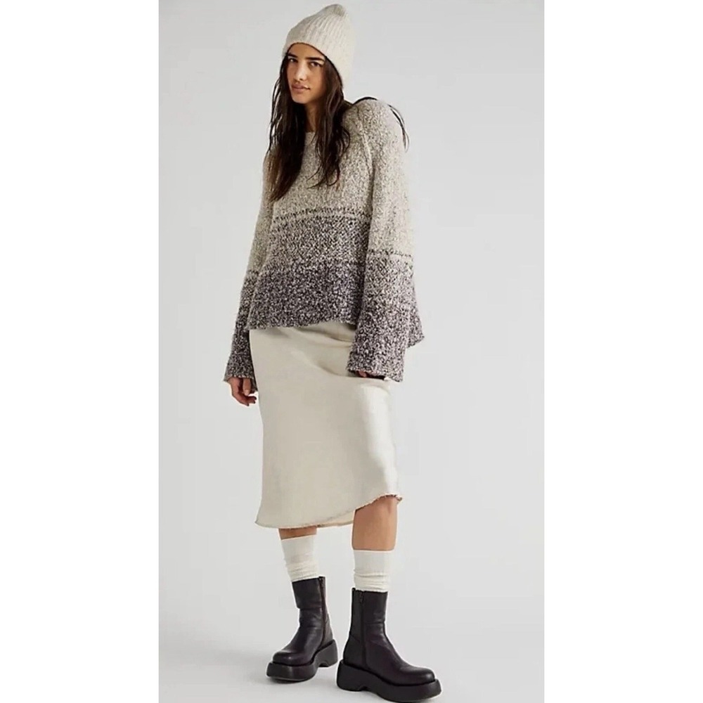 Free People Jumper BFF Cocoon Dip Dye Sweater Cream Brown Size Small